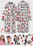 You're My Favorite Thing To Do - Personalized Couple Pajama Kimono Robe