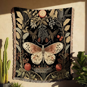 Beautiful Dark Cottagecore Garden - Personalized Gardening Woven Blanket