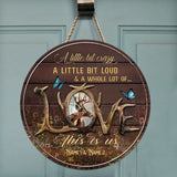 This Is Us - Personalized Couple Hunting Round Wood Sign