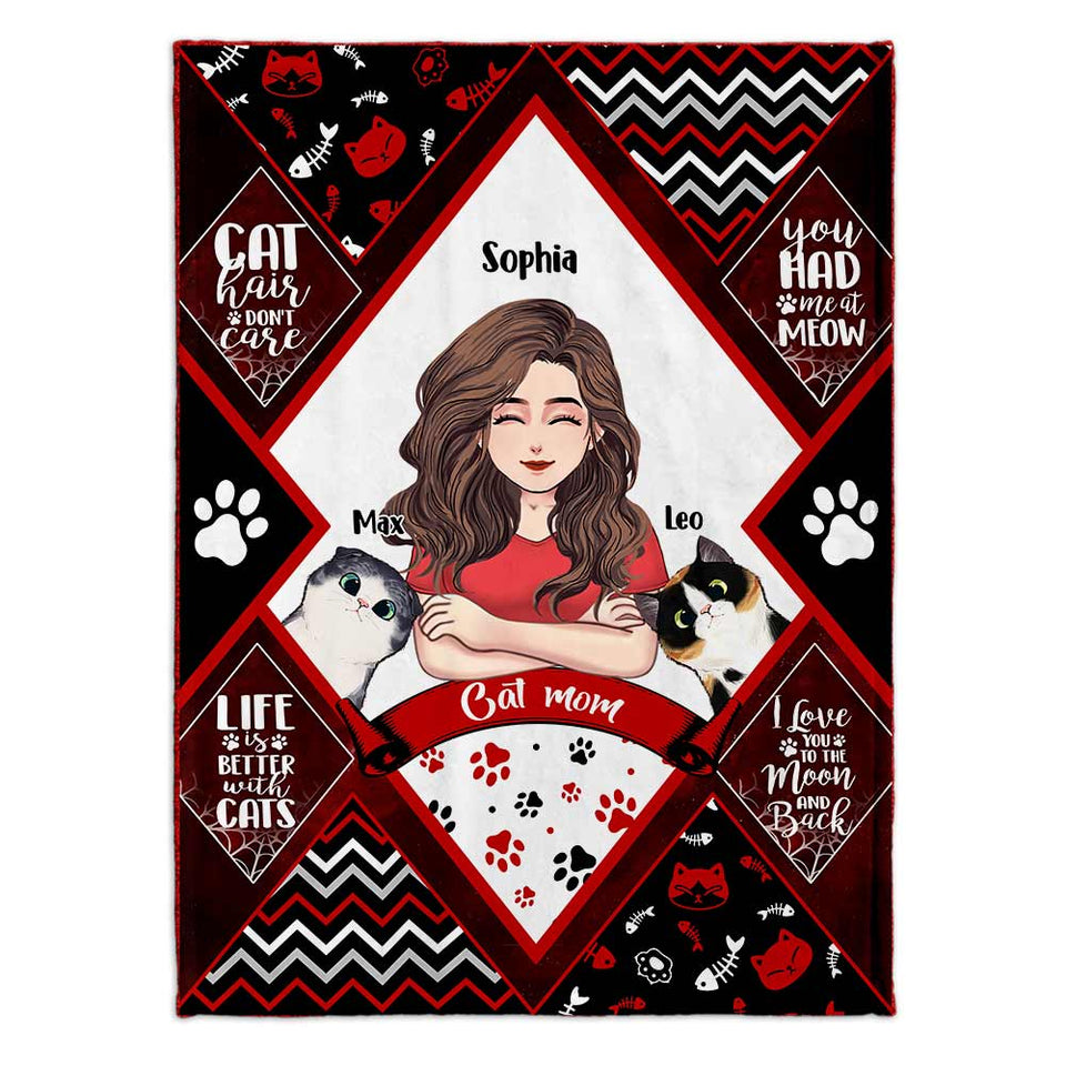 Cat Mom Cat Dad - Personalized Mother's Day Father’s Day Cat Blanket