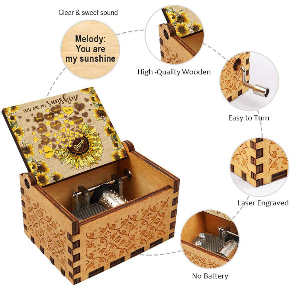 You Are My Sunshine - Personalized Mother's Day Grandma Hand Crank Music Box
