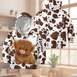 Cute Highland Cow - Personalized Highland Cow Kid Hoodie & Kid Jogger Sweatpants