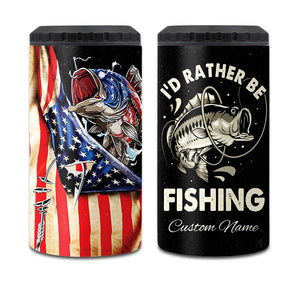Fishing US Flag - Personalized Fishing Can Cooler