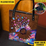 Accept Understand Love Puzzles Sunflower Hologram - Autism Awareness Personalized Tote Bag