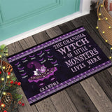 The Grandma Witch of Little Monsters Lives Here - Personalized Grandma Doormat