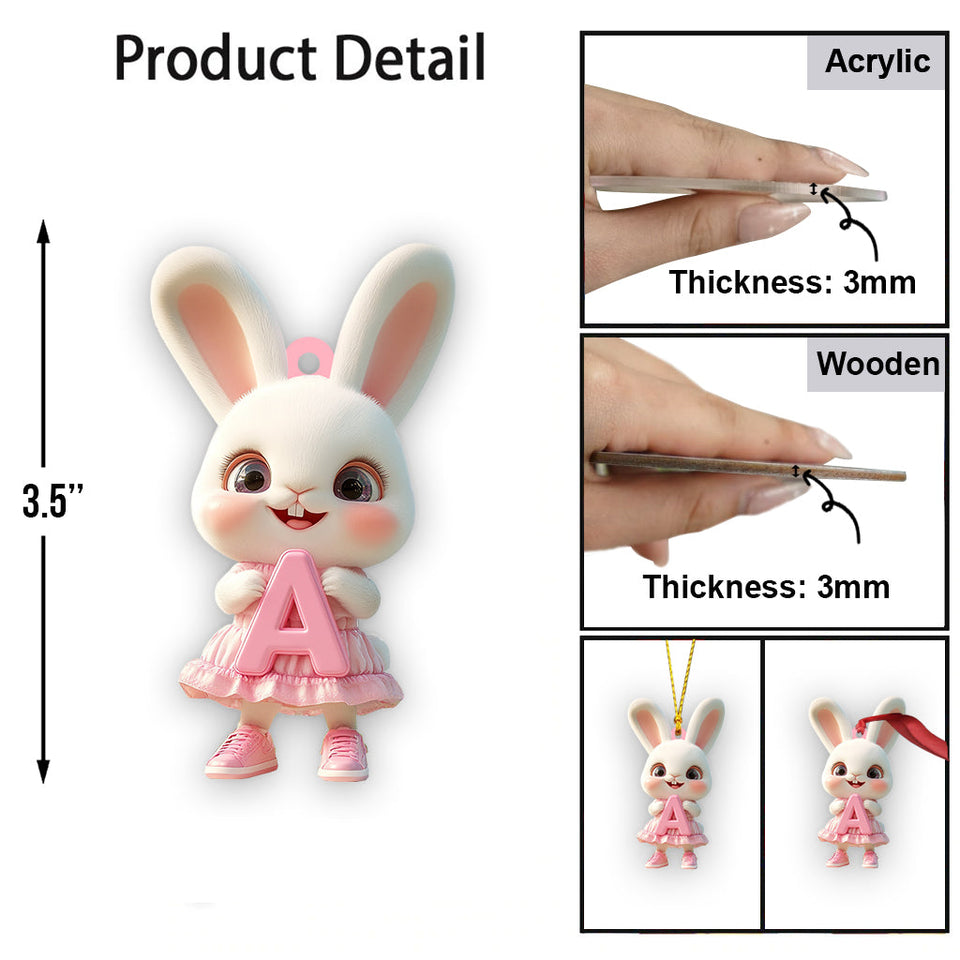 Cute Bunny Letter Ornament - Personalized Kid Ornament