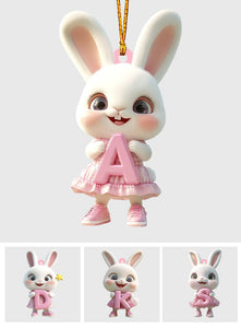 Cute Bunny Letter Ornament - Personalized Kid Ornament