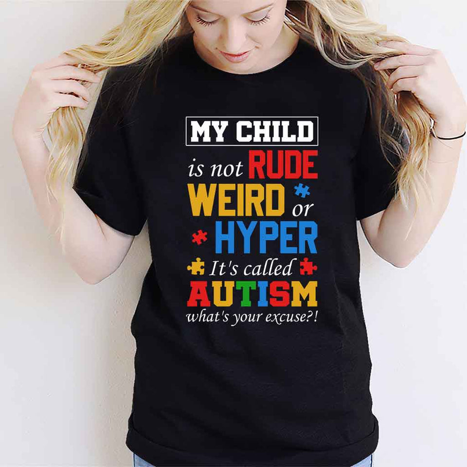 T-shirt et sweat à capuche « Mon enfant n'est ni impoli, ni bizarre, ni hyper classique » pour la sensibilisation à l'autisme 112021