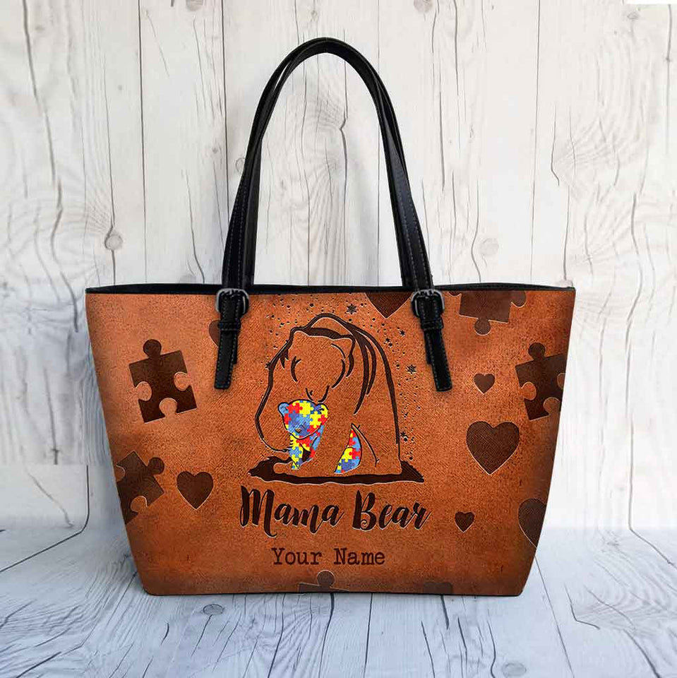 Sac en cuir personnalisé Mama Bear - Sensibilisation à l'autisme 112021