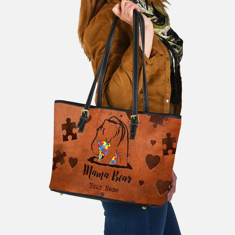 Sac en cuir personnalisé Mama Bear - Sensibilisation à l'autisme 112021