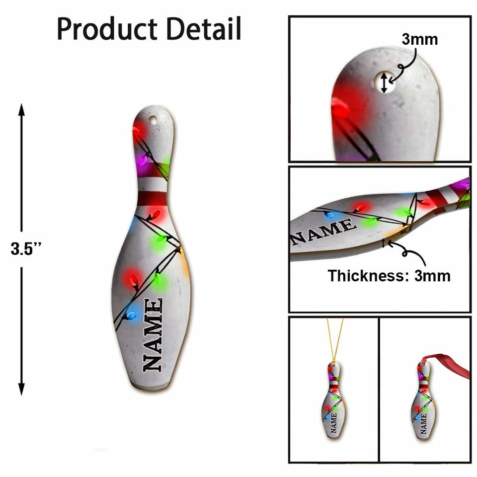 Bowling Items Collection - Personalized Christmas Bowling Ornament (Printed On Both Sides)