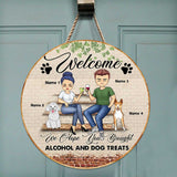 We Hope You Brought - Personalized Couple Round Wood Sign