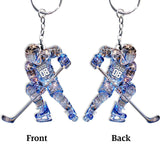 Sparkling Ice Hockey Player - Personalized Hockey Keychain