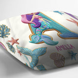 Beautiful Mermaid Alphabet - Personalized Kid Throw Pillow