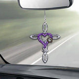 Rustic Horseshoe Cross - Personalized Horse Car Ornament