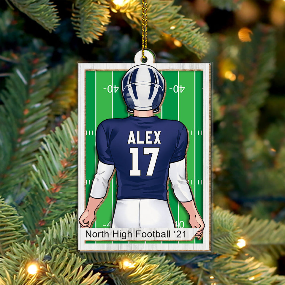 Football Lover - Personalized Football 2 Layered Piece Mix Ornament