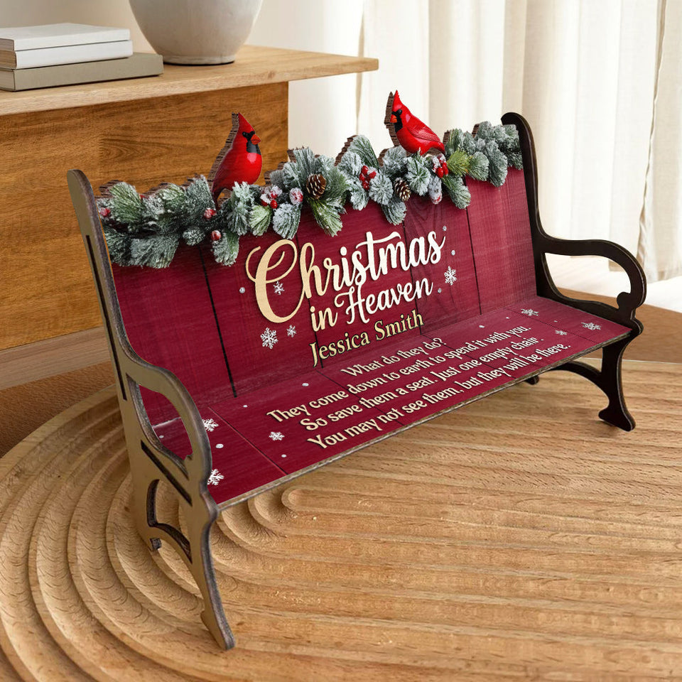 Noël au paradis - Banc commémoratif en bois personnalisé