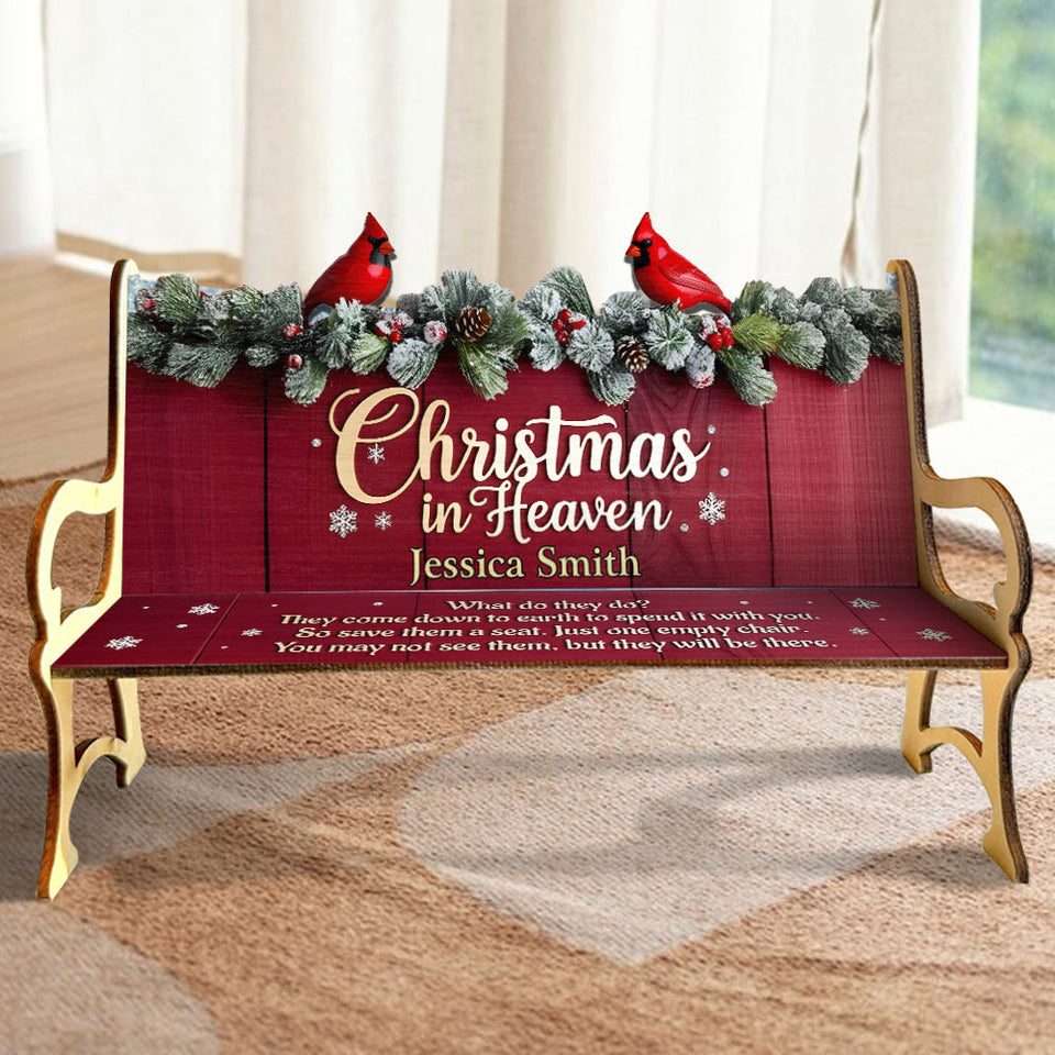 Noël au paradis - Banc commémoratif en bois personnalisé