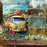 Floral Van Peace Sign - Personalized Hippie Rectangle Metal Sign