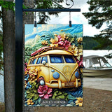 Floral Van Peace Sign - Personalized Hippie Rectangle Metal Sign