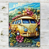 Floral Van Peace Sign - Personalized Hippie Rectangle Metal Sign