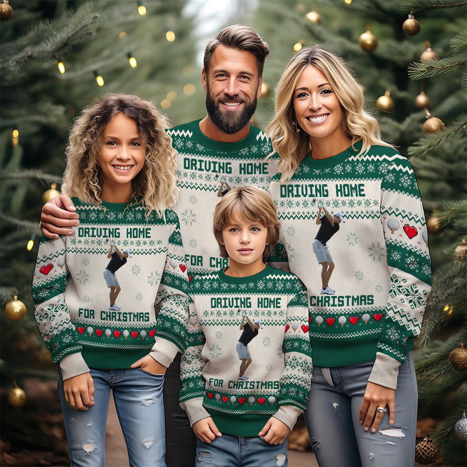 Driving Home For Christmas - Personalized Golf Ugly Sweater