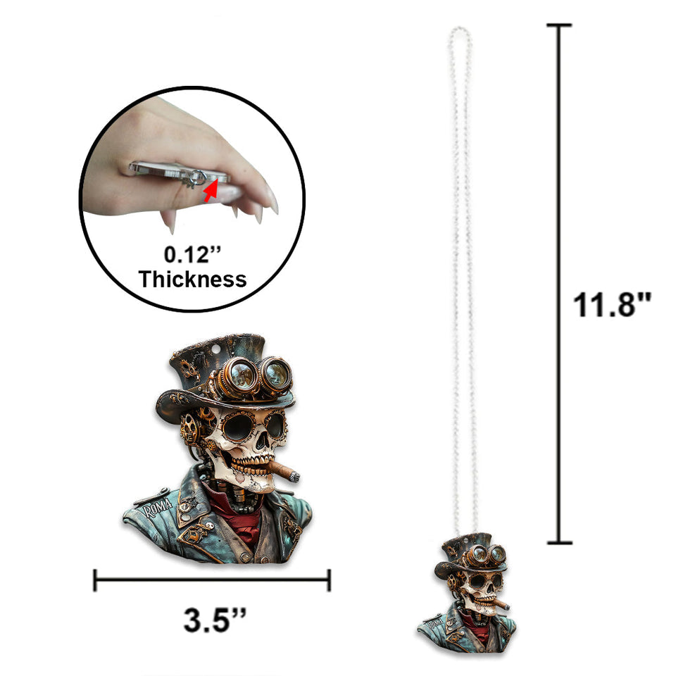 Steampunk Skull - Personalized Skull Car Ornament