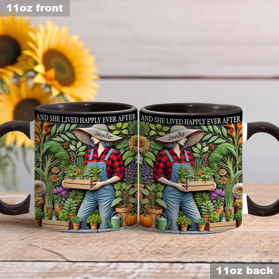 And She Lived Happily Ever After - Personalized Gardening Accent Mug