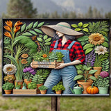 Love Gardening - Personalized Gardening Rectangle Metal Sign