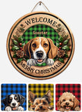 Merry Christmas Personalized Dog - Personalized Dog Round Wood Sign