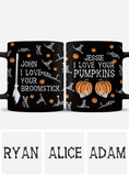 Love Your Pumpkins / Broomstick - Personalized Couple Mug