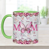 Mom And Children Butterflies - Personalized Mother Accent Mug