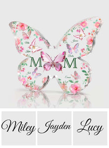 Mom And Children Butterflies - Personalized Mother Custom Shaped Acrylic Plaque