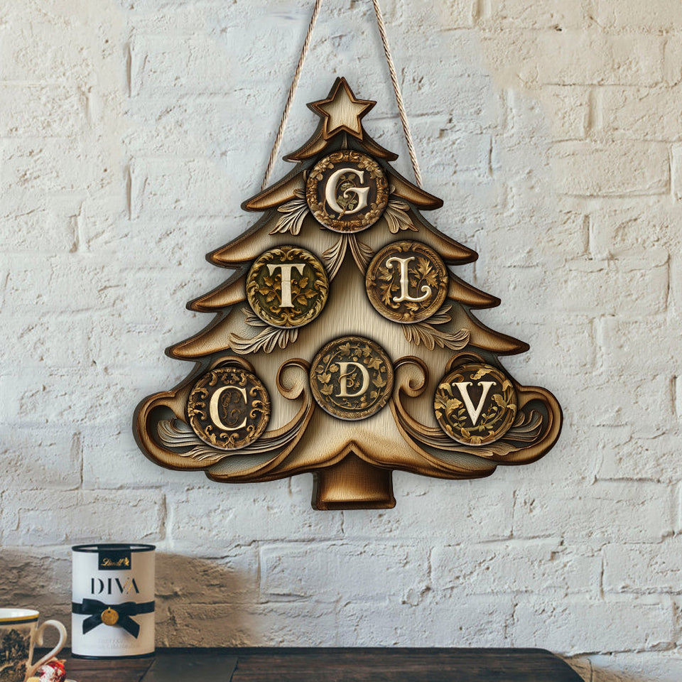Family Christmas - Personalized Family Custom Shaped Wood Sign