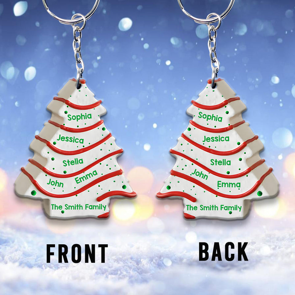 Christmas Cake Family Friends Coworkers - Personalized Family Keychain