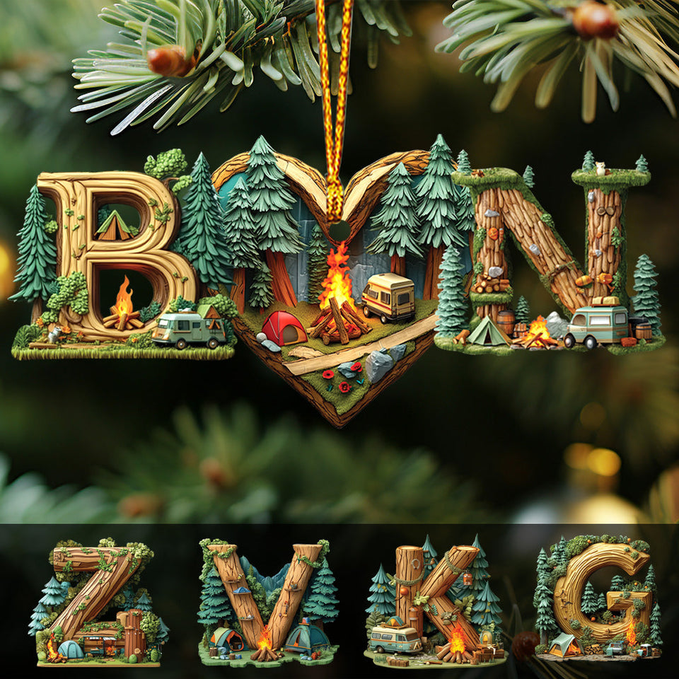 Camping Couple Letter - Personalized Camping Ornament