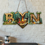 Camping Couple Letter - Personalized Camping Custom Shaped Wood Sign