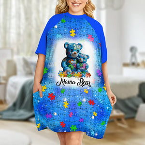 Robe-t-shirt de nuit personnalisée « Maman Ours » pour la sensibilisation à l'autisme
