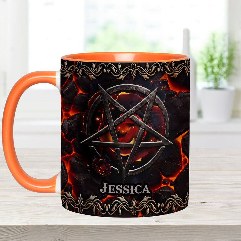 Volcanic Pentacle - Personalized Witch Accent Mug