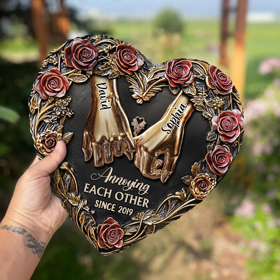 Annoying Each Other - Personalized Couple Heart Shaped Stone