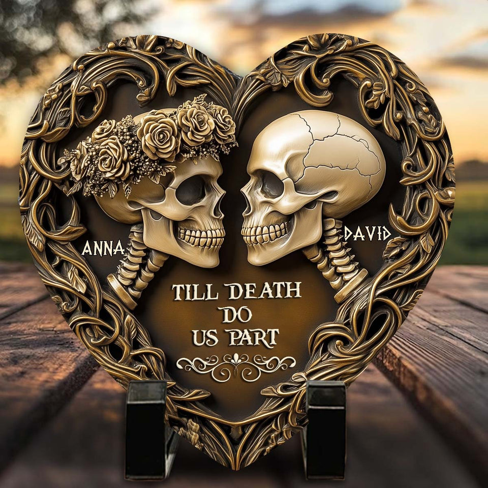 Til Death Do Us Part - Personalized Couple Heart Shaped Stone