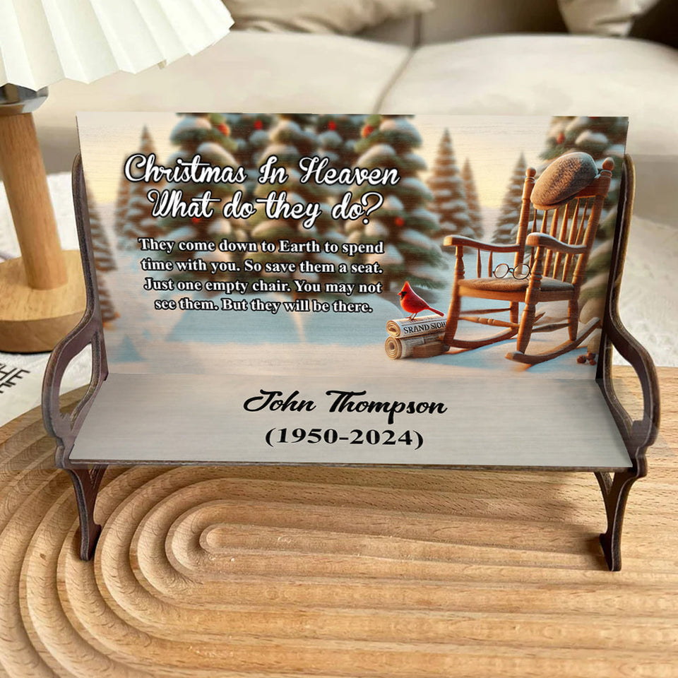 Noël au paradis - Banc commémoratif en bois personnalisé