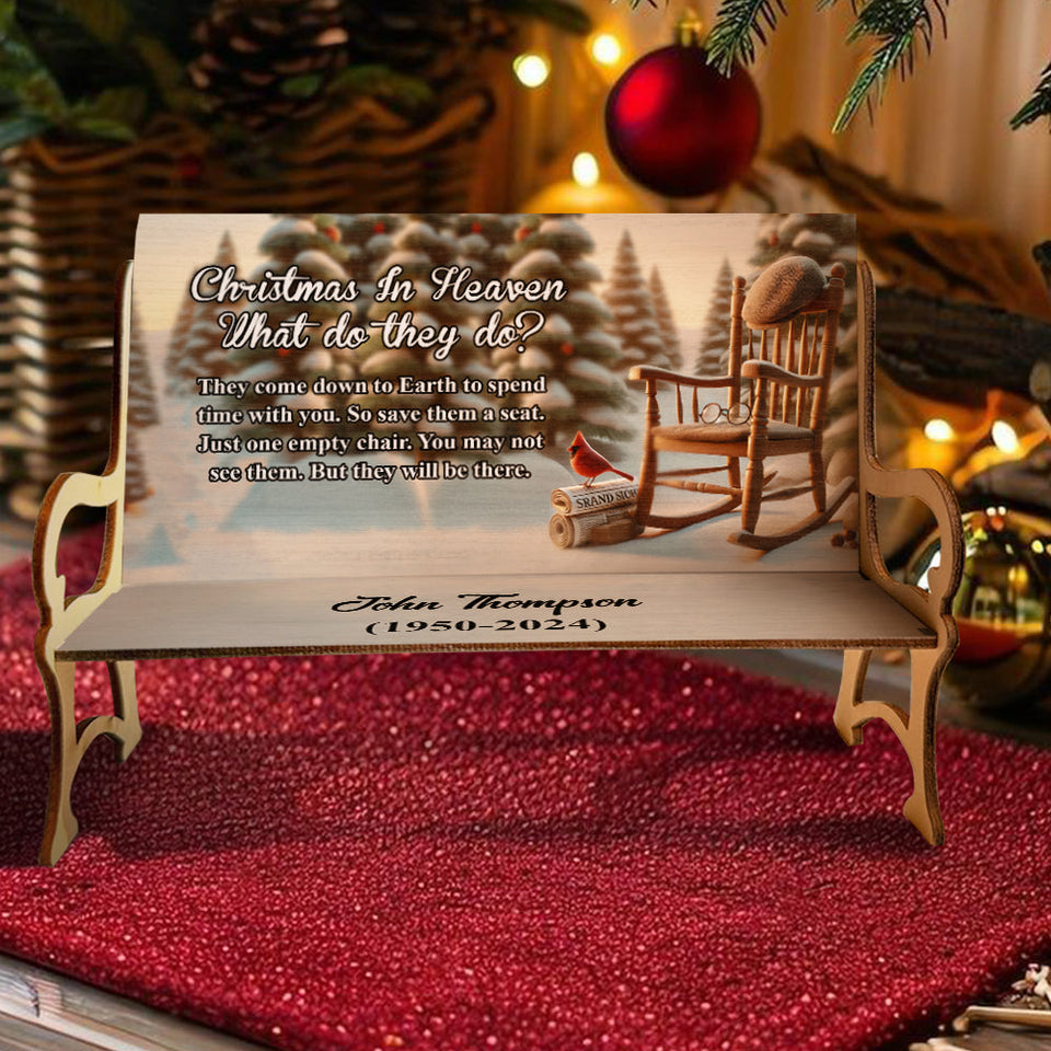 Noël au paradis - Banc commémoratif en bois personnalisé