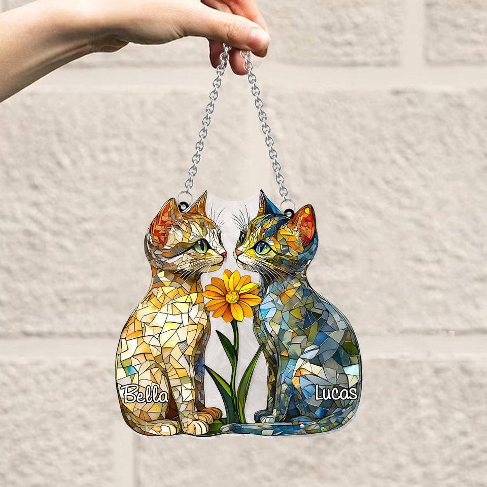 Love Cats - Personalized Cat Window Hanging Suncatcher Ornament