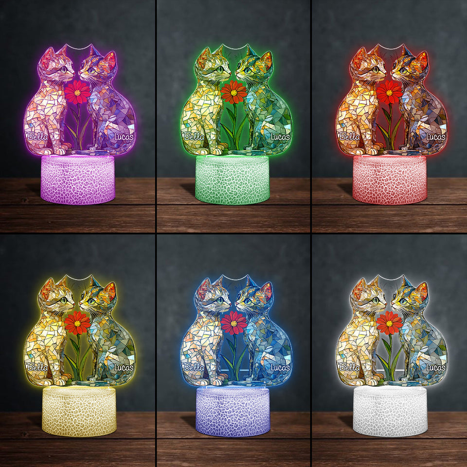 Love Cats - Personalized Cat Shaped Plaque Light Base