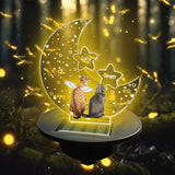 In Loving Memory Paw Friend Cat on Moon Loss of Pet Sympathy Gift - Personalized Cat Garden Solar Light