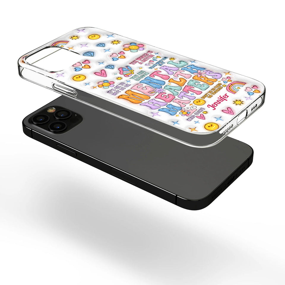 La santé mentale compte - Coque de téléphone transparente personnalisée pour sensibiliser à la santé mentale