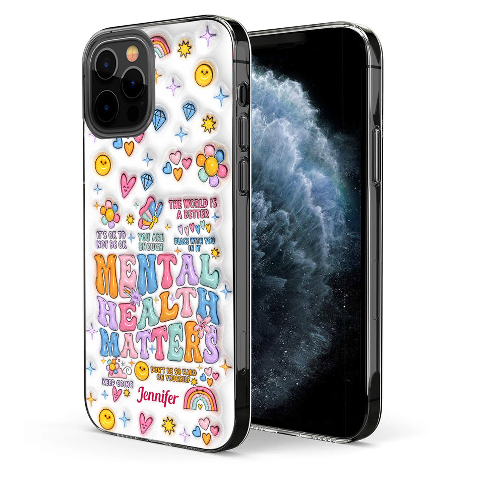 La santé mentale compte - Coque de téléphone transparente personnalisée pour sensibiliser à la santé mentale