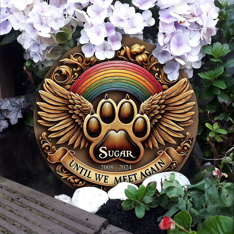 Until We Meet Again - Personalized Dog Round Shaped Stone