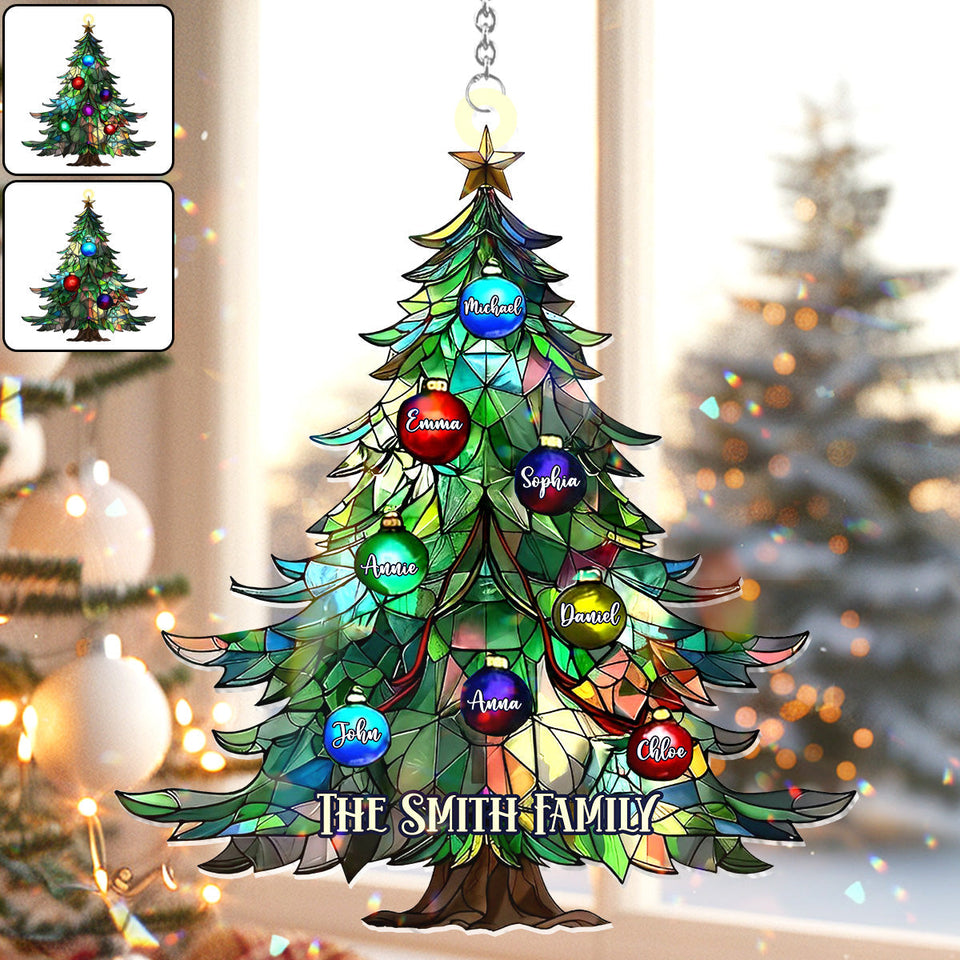 Family Christmas - Personalized Family Window Hanging Suncatcher Ornament